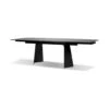 Prism Double Extension Dining Table Industrial Grey Ceramic Top, Black Powder Coated Steel Base -France and Son Store DTA PRIS GREY PCBLA