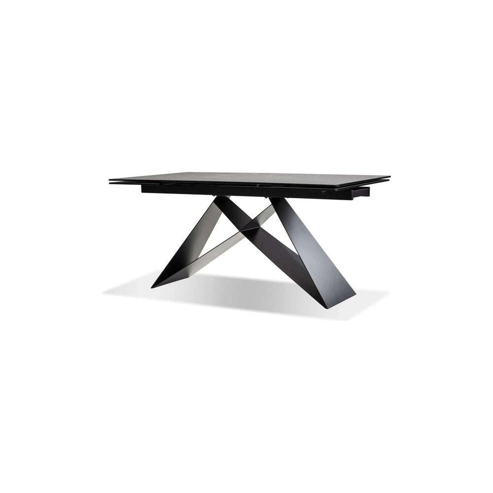 The W Double Extension Dining Table Slate Grey Ceramic Top, Black Powder Coated Steel Base 5 The W Double Extension Dining Table Slate Grey Ceramic Top, Black Powder Coated Steel Base - Image 3