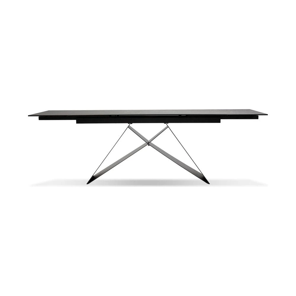 The W Double Extension Dining Table Slate Grey Ceramic Top, Black Powder Coated Steel Base 6 The W Double Extension Dining Table Slate Grey Ceramic Top, Black Powder Coated Steel Base - Image 4
