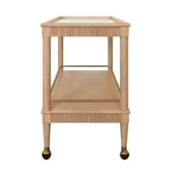Dublin - Classic Bar Cart With Fluted Detail In Natural Oak -France and Son Store DUBLIN 20NO SIDE