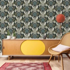 Dragon Flower Wallpaper -France and Son Store DragonFlower MidnightBloom MockUp