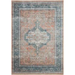 Magnolia Home By Joanna Gaines X Loloi Elise Coral / Blue 3'-4" X 6'-5" Runner Rug