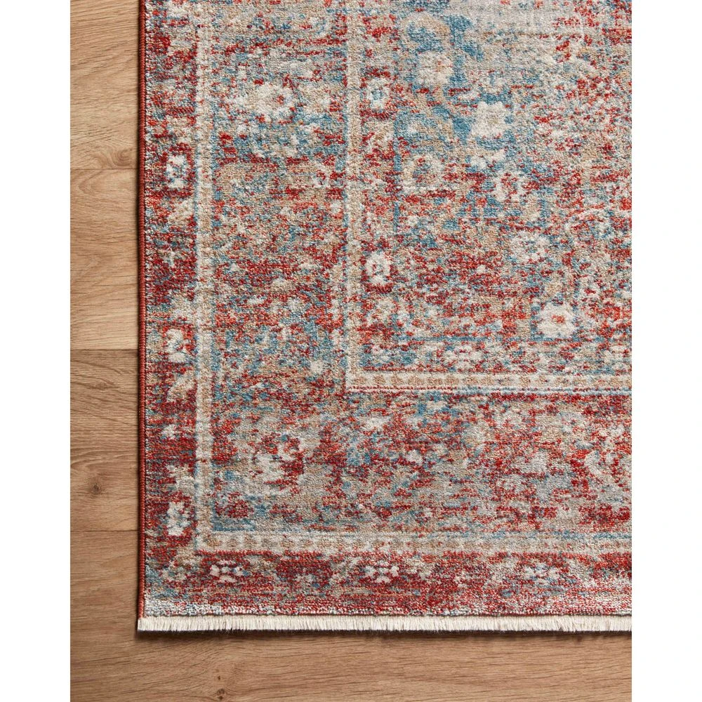 Magnolia Home By Joanna Gaines X Loloi Elise Sky / Red 3'-4" X 6'-5" Runner Rug 5 Magnolia Home By Joanna Gaines X Loloi Elise Sky / Red 3'-4" X 6'-5" Runner Rug - Image 3