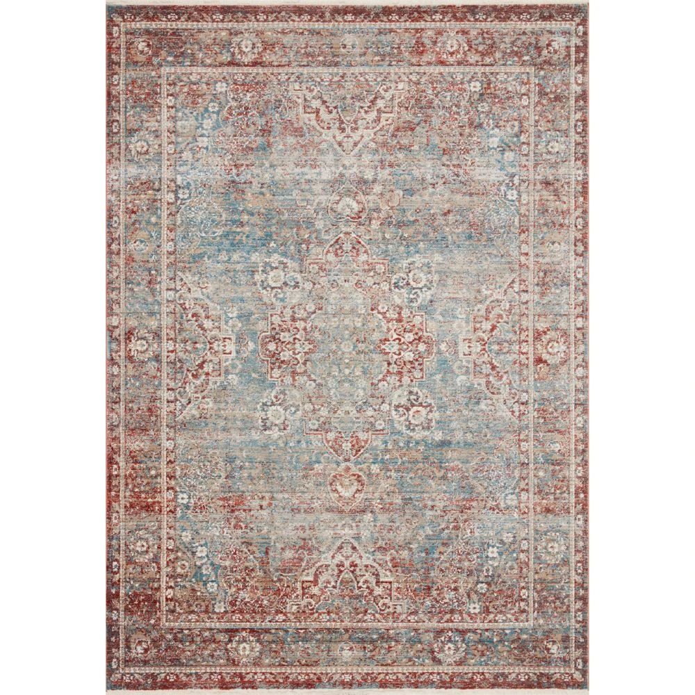 Magnolia Home By Joanna Gaines X Loloi Elise Sky / Red 3'-4" X 6'-5" Runner Rug 3 Magnolia Home By Joanna Gaines X Loloi Elise Sky / Red 3'-4" X 6'-5" Runner Rug