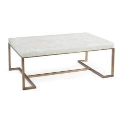 Rectangular Calcite Coffee Table - Brass