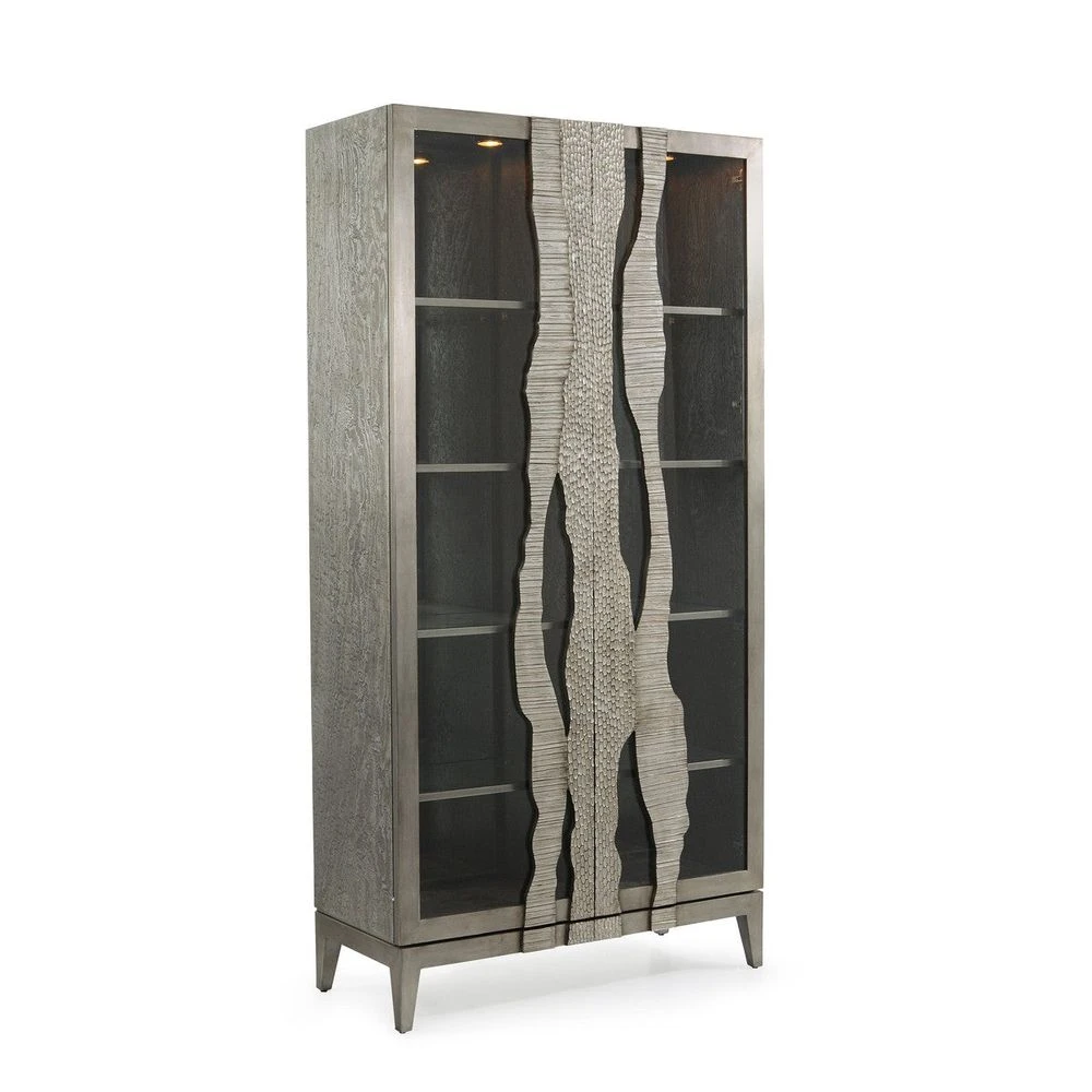 River's Edge Silver Display Cabinet - Silver, Grey, White 3 River's Edge Silver Display Cabinet - Silver, Grey, White