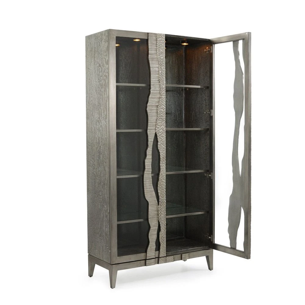 River's Edge Silver Display Cabinet - Silver, Grey, White 4 River's Edge Silver Display Cabinet - Silver, Grey, White - Image 2