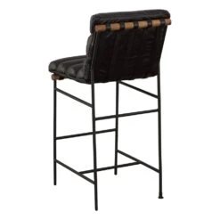 Luca Bar Stool - Matte Black - Metal,Mango Solids,Leather -France and Son Store F002 07 K back e22c3a52c9f13ed96a0c2f569879a61df4931981 1