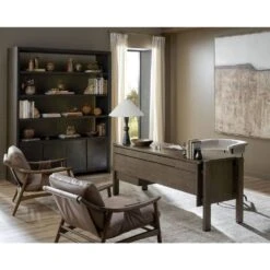 Maeve Desk - Grey Reclaimed French Oak - Grey, Brass -France and Son Store FHMPRJ016 SCENE 10 CROP 1
