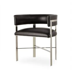 Kelly Hoppen Art Dining Chair - Black Leather - Set Of 6 -France and Son Store FIC2060