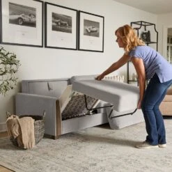 Luna NordicREST Sofa Bed + Axel Power Recliner Set -France and Son Store FJ Luna Queen Baffin Dark Beige Opening 4 1