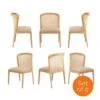 Elbie Cane Dining Side Chair - Set Of 6 -France and Son Store FL1095BGEsetof6copy