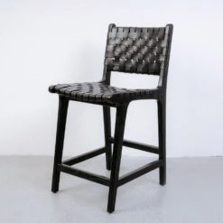 Cahyo Woven Leather Counter Stool -France and Son Store FL1136BLK