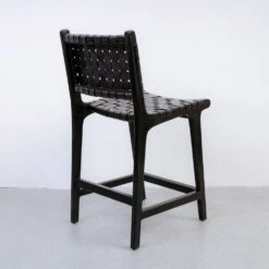 Cahyo Woven Leather Counter Stool -France and Son Store FL1136BLK 4