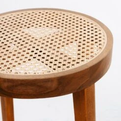 Jeanneret Round Bar Stool With Cane Seat -France and Son Store FL1141NTRL 6