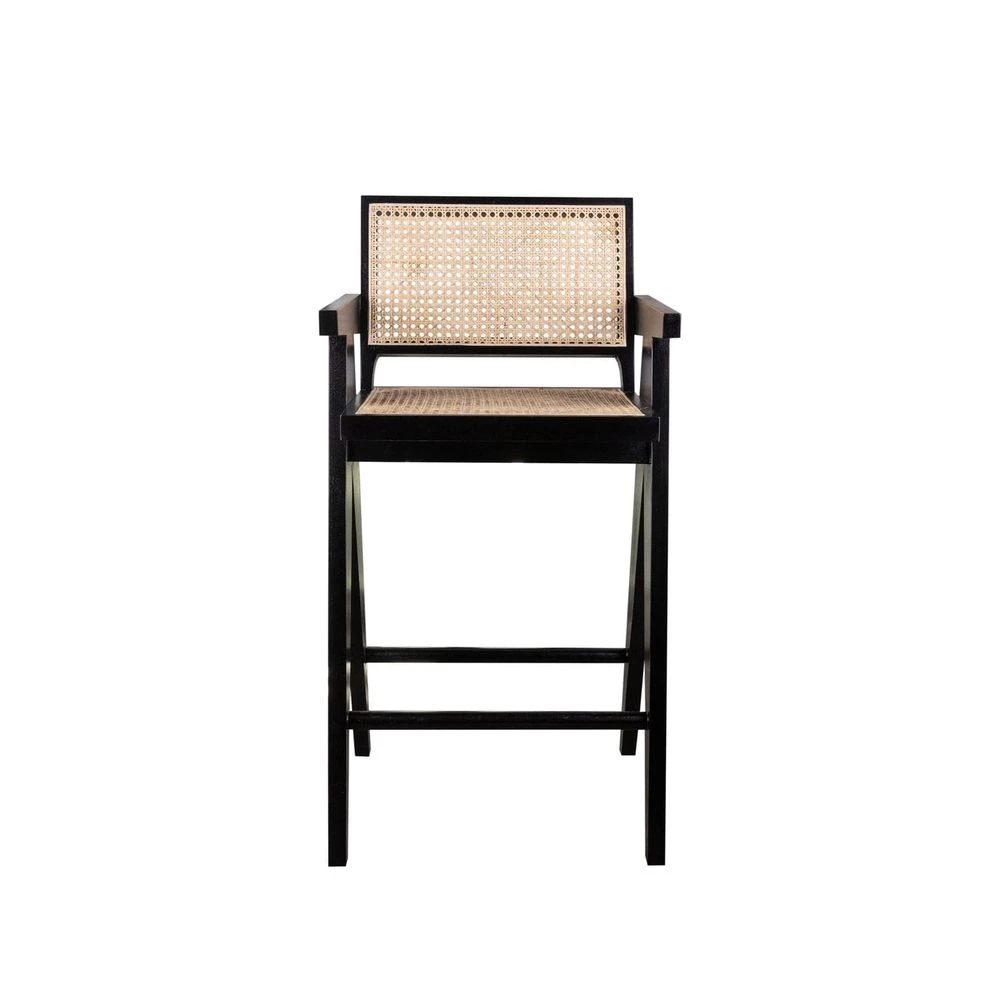 Jeanneret Barstool With Arms Hand Caned Seat And Back 9 Jeanneret Barstool With Arms Hand Caned Seat And Back - Image 7