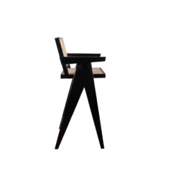 Jeanneret Barstool With Arms Hand Caned Seat And Back 21 Jeanneret Barstool With Arms Hand Caned Seat And Back -France and Son Store FL1325BLK 3