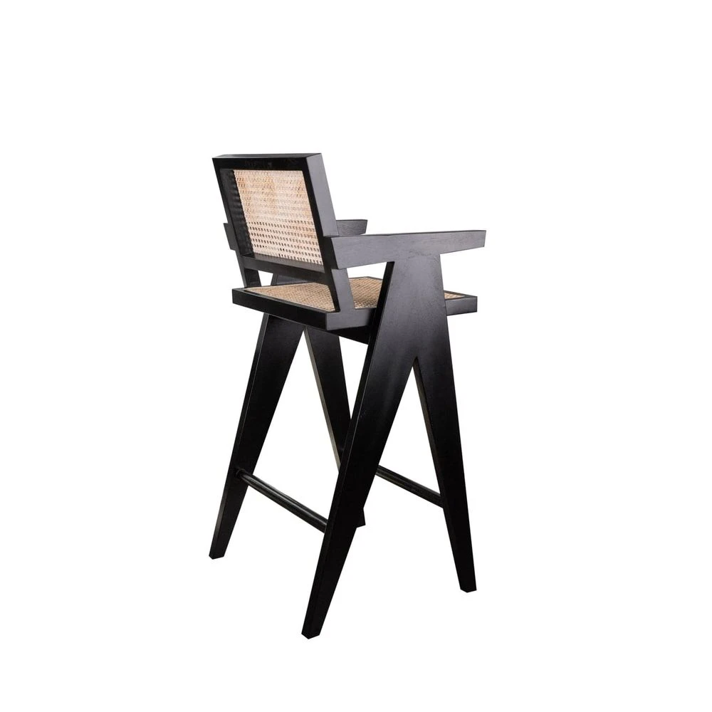 Jeanneret Barstool With Arms Hand Caned Seat And Back 11 Jeanneret Barstool With Arms Hand Caned Seat And Back - Image 9