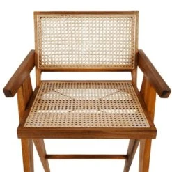 Jeanneret Barstool With Arms Hand Caned Seat And Back 16 Jeanneret Barstool With Arms Hand Caned Seat And Back -France and Son Store FL1325NTRL 8