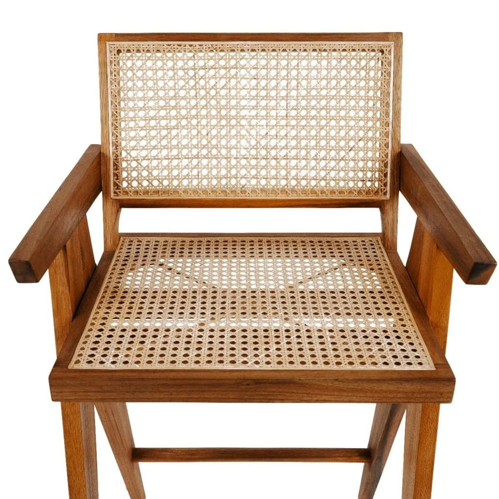 Jeanneret Barstool With Arms Hand Caned Seat And Back 7 Jeanneret Barstool With Arms Hand Caned Seat And Back - Image 5