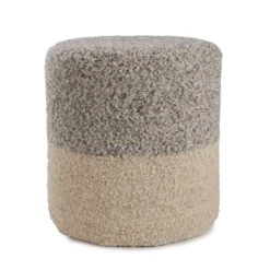 Rio Ombre Light Gray/ Cream Cylinder Pouf