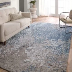 Renley Handmade Abstract Blue/Gray Area Rug (8'X10') -France and Son Store FRG11 4 772f5842 50d7 4747 bf01 4dd52de5d783