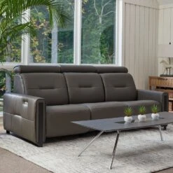 Monte Carlo 3 Seat 97" Power Recliner Sofa - Graphite Leather -France and Son Store Fjords Monte Carlo 3 Seat AL Graphite Lifestyle 3