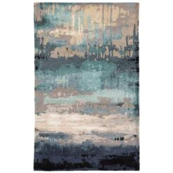 Theodore Handmade Abstract Blue/ Gray Area Rug (6'X9')