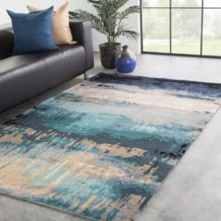 Theodore Handmade Abstract Blue/ Gray Area Rug (6'X9') -France and Son Store GES27 4 8fb55007 b08a 41fa ad3c 19b521fadfc9