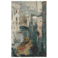 Aarav Handmade Abstract Green/ Gray Area Rug (9'X12')