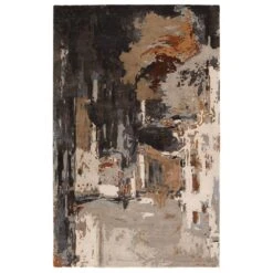 Aarav Handmade Abstract Brown/ Gray Area Rug (5'X8')