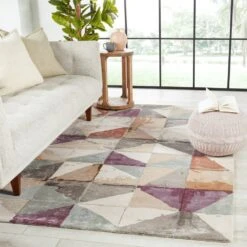 Tiber Handmade Geometric Purple/ Beige Area Rug (10'X14') -France and Son Store GES58 4 80065af5 bc81 4731 b592 c2ce1c6f1ddf