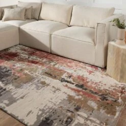 Cordelia Handmade Abstract Gray/ Red Area Rug (8'X11') -France and Son Store GES59 6 e63918d6 0fb1 44a9 98be 3583f95c1e85