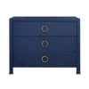 Getty Three Drawer Chest In Textured Navy Linen -France and Son Store GETTY NVY 42473.1727989617