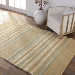 Thalia Natural Striped Beige/ Blue Area Rug (8'X10') -France and Son Store GLE01 4 e12cd454 febc 4a0d b960 edc195b0e9f0