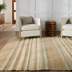 Thalia Natural Striped Beige/ Blue Area Rug (8'X10') -France and Son Store GLE01 5 82ba95fd ee21 41c2 aa81 c6633cb58442