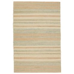 Thalia Natural Striped Beige/ Blue Area Rug (8'X10')