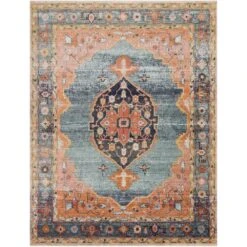 Magnolia Home By Joanna Gaines X Loloi Graham Blue / Sunrise 5'-5" X 7'-6" Area Rug