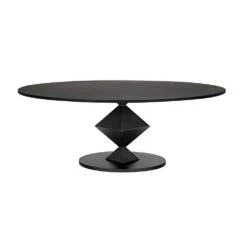 Noir Katana Oval Dining Table - Black Metal