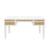 Heidi - White Matte Lacquer Desk With Grasscloth Drawer With Brass Hardware -France and Son Store HEIDI 20WH