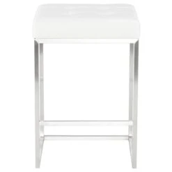 Chi Counter Stool - WhiteNaugahyde Leather