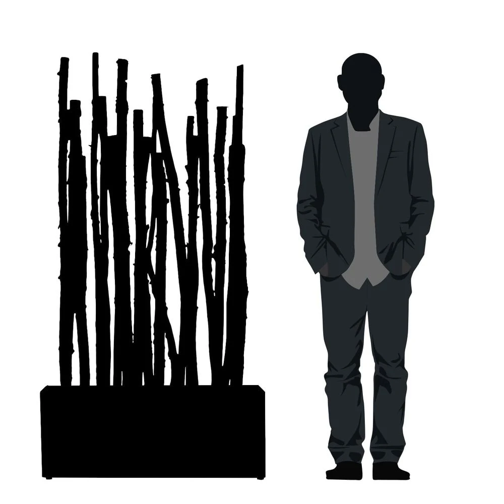 Birch Poles In Custom Rectangle Planter 4 Birch Poles In Custom Rectangle Planter - Image 2