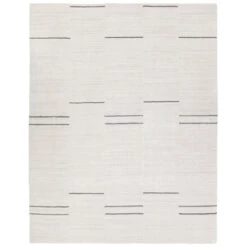 Ransin Handmade Striped Gray/Ivory Area Rug (9'X12' Rectangle)