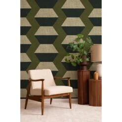 Infinity Blocks Wallpaper -France and Son Store InifinityColumn OliveTaupe MockUp