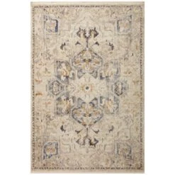 Magnolia Home By Joanna Gaines X Loloi Janey Natural / Indigo 3'-11" X 3'-11" Round Accent Rug