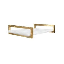 Jarvis - White Quartz Tray With Brass Handles -France and Son Store JARVIS 20WHQ ANGLE