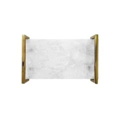 Jarvis - White Quartz Tray With Brass Handles -France and Son Store JARVIS 20WHQ TOP