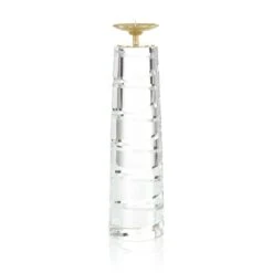 Crystal Spire Candleholder I - Clear, Brass