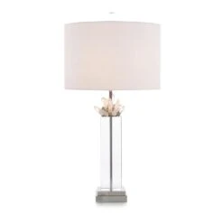 Quartz And Pyrite On Glass Table Lamp - Silver,White
