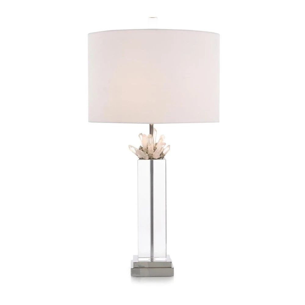 Quartz And Pyrite On Glass Table Lamp - Silver,White 3 Quartz And Pyrite On Glass Table Lamp - Silver,White